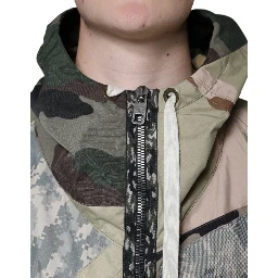 Multicolor Camouflage Full Zip Hooded Jacket