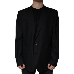 Black Wool Single Breasted Men Coat Blazer
