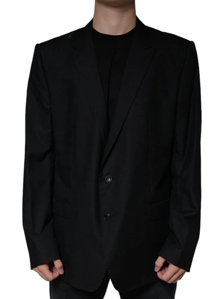 Black Wool Single Breasted Men Coat Blazer
