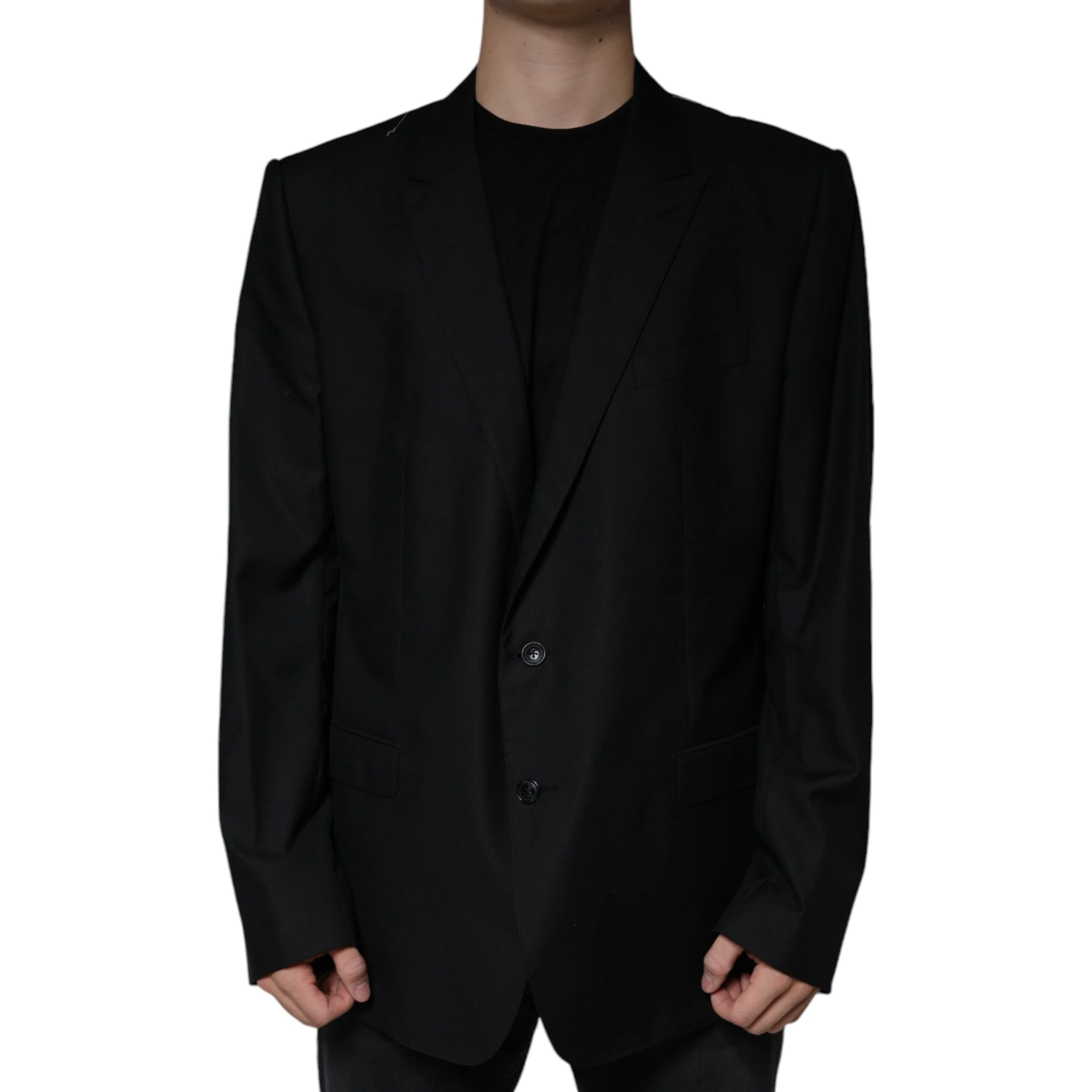 Black Wool Single Breasted Men Coat Blazer
