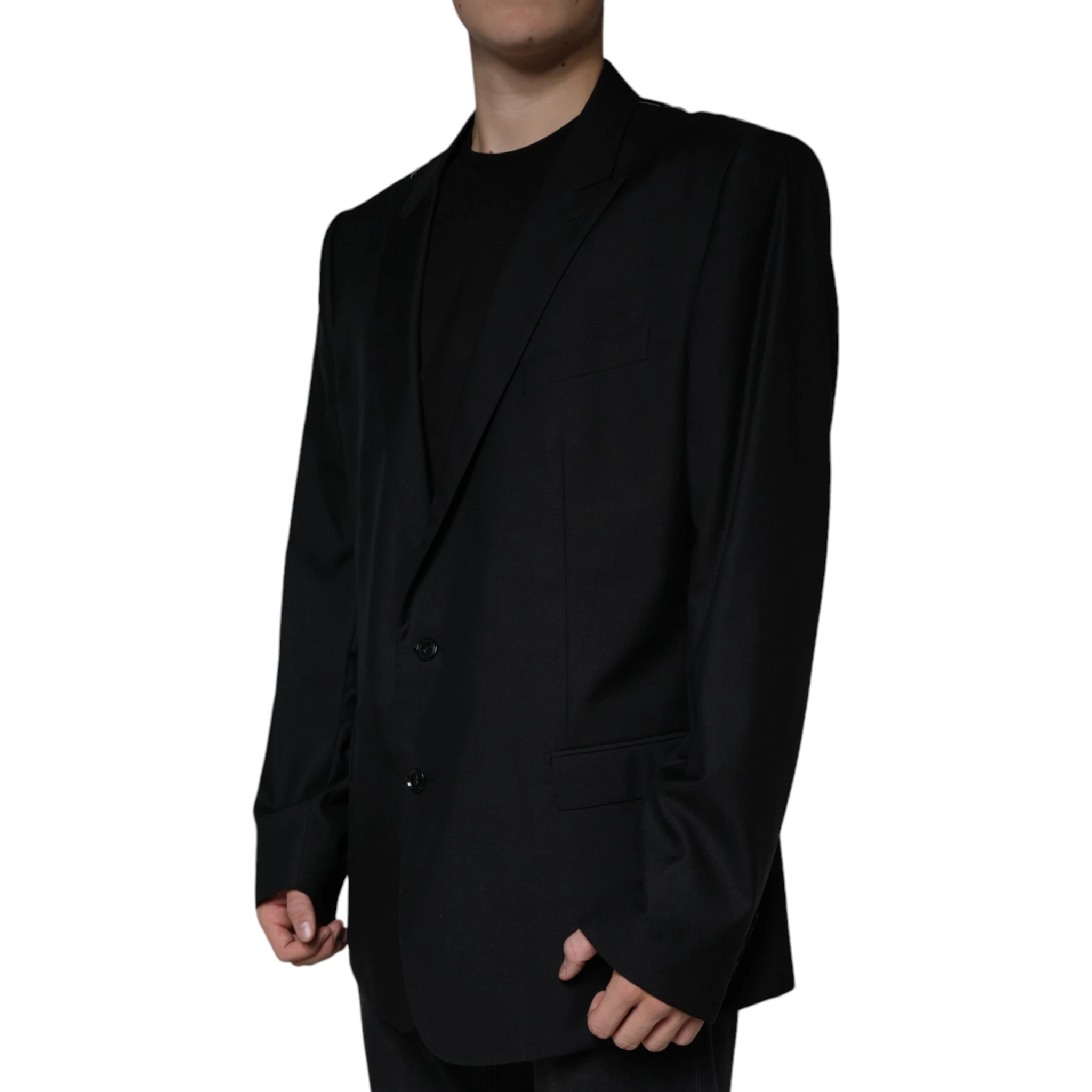 Black Wool Single Breasted Men Coat Blazer