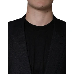 Black Wool Single Breasted Men Coat Blazer