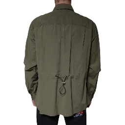 Military Green Cotton Bend Collared Coat Jacket