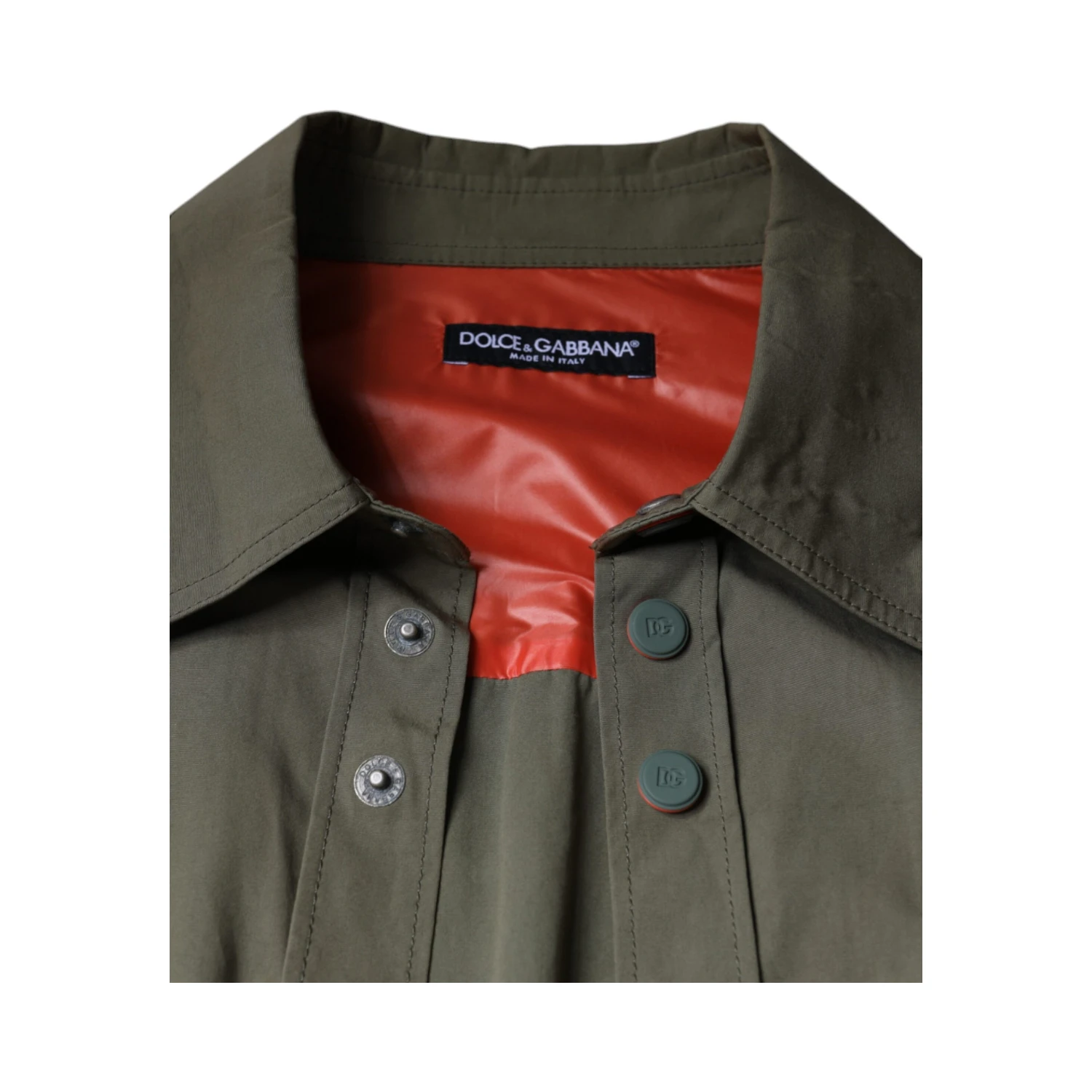 Military Green Cotton Bend Collared Coat Jacket