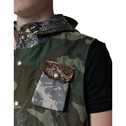 Multicolor Patchwork Hooded Vest Jacket