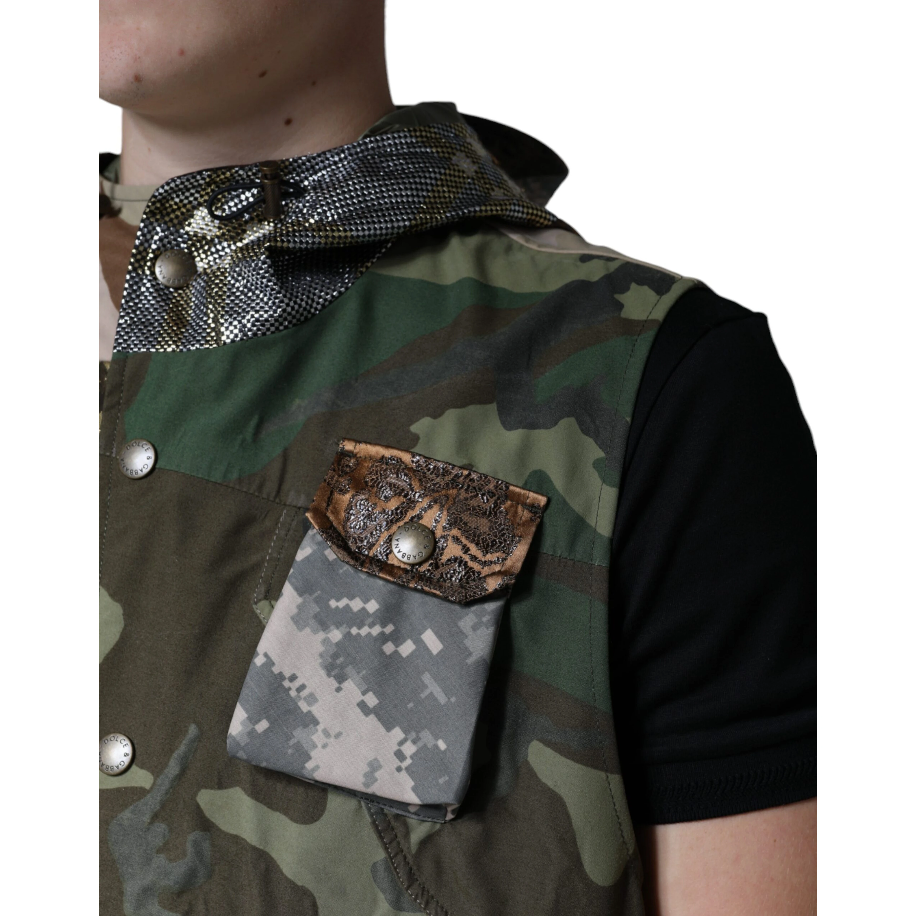 Multicolor Patchwork Hooded Vest Jacket