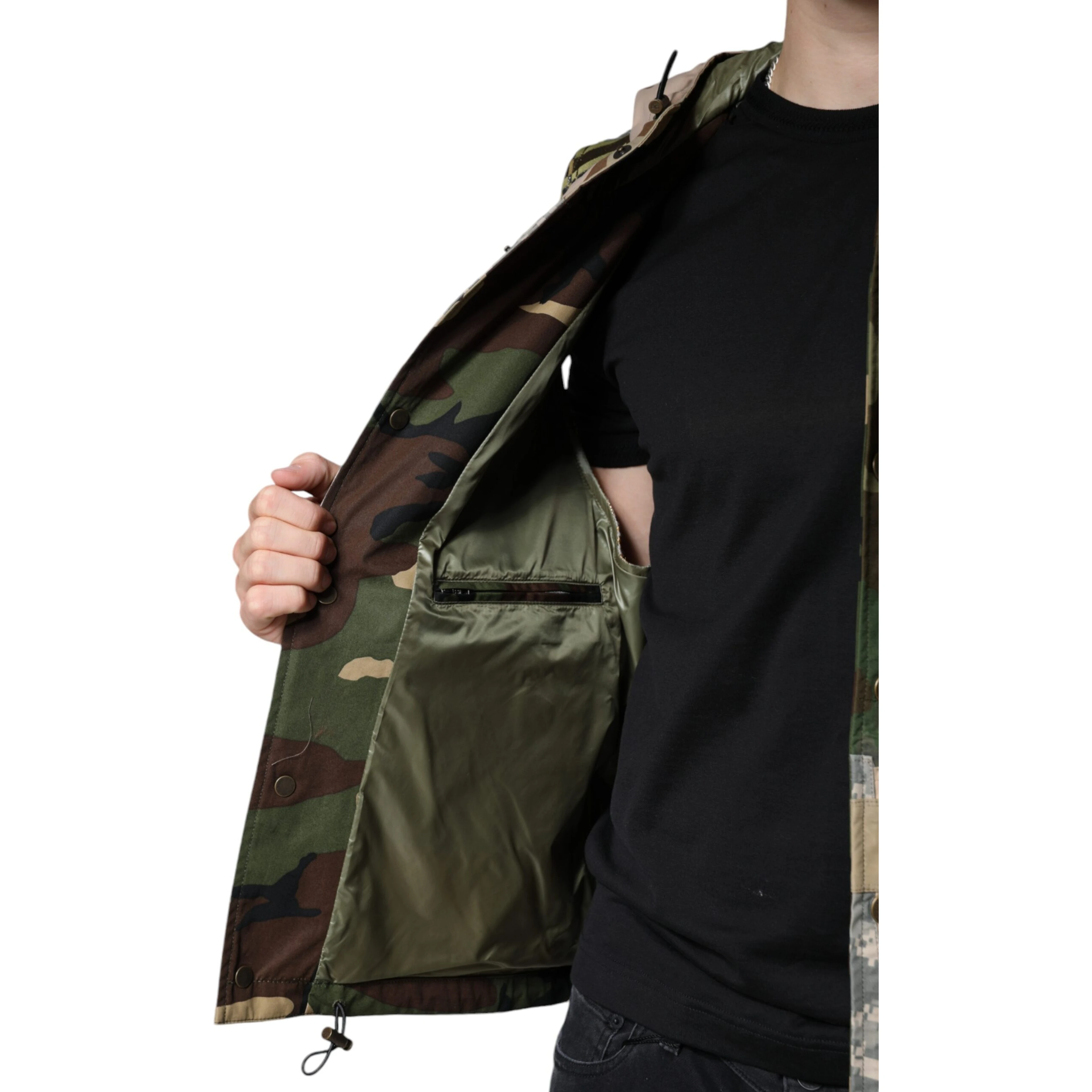 Multicolor Patchwork Hooded Vest Jacket