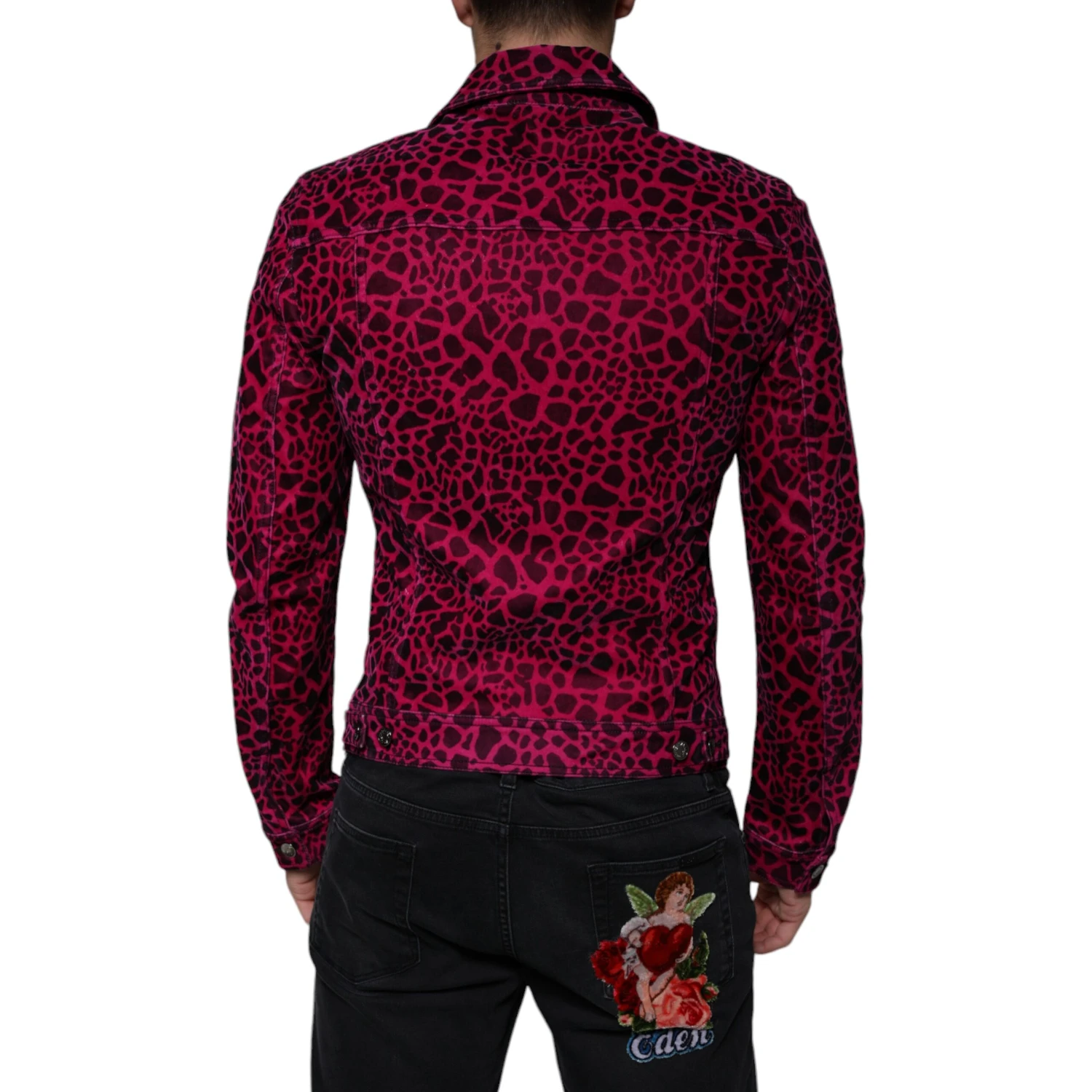 Fuchsia Leopard Button Down Collared Jacket