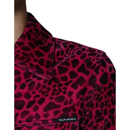Fuchsia Leopard Button Down Collared Jacket