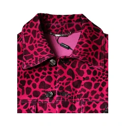 Fuchsia Leopard Button Down Collared Jacket
