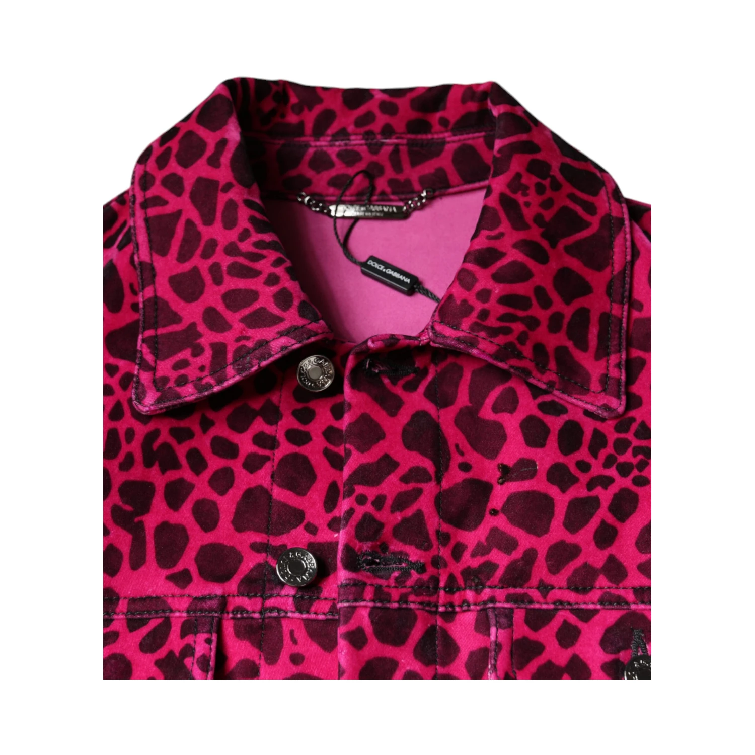 Fuchsia Leopard Button Down Collared Jacket