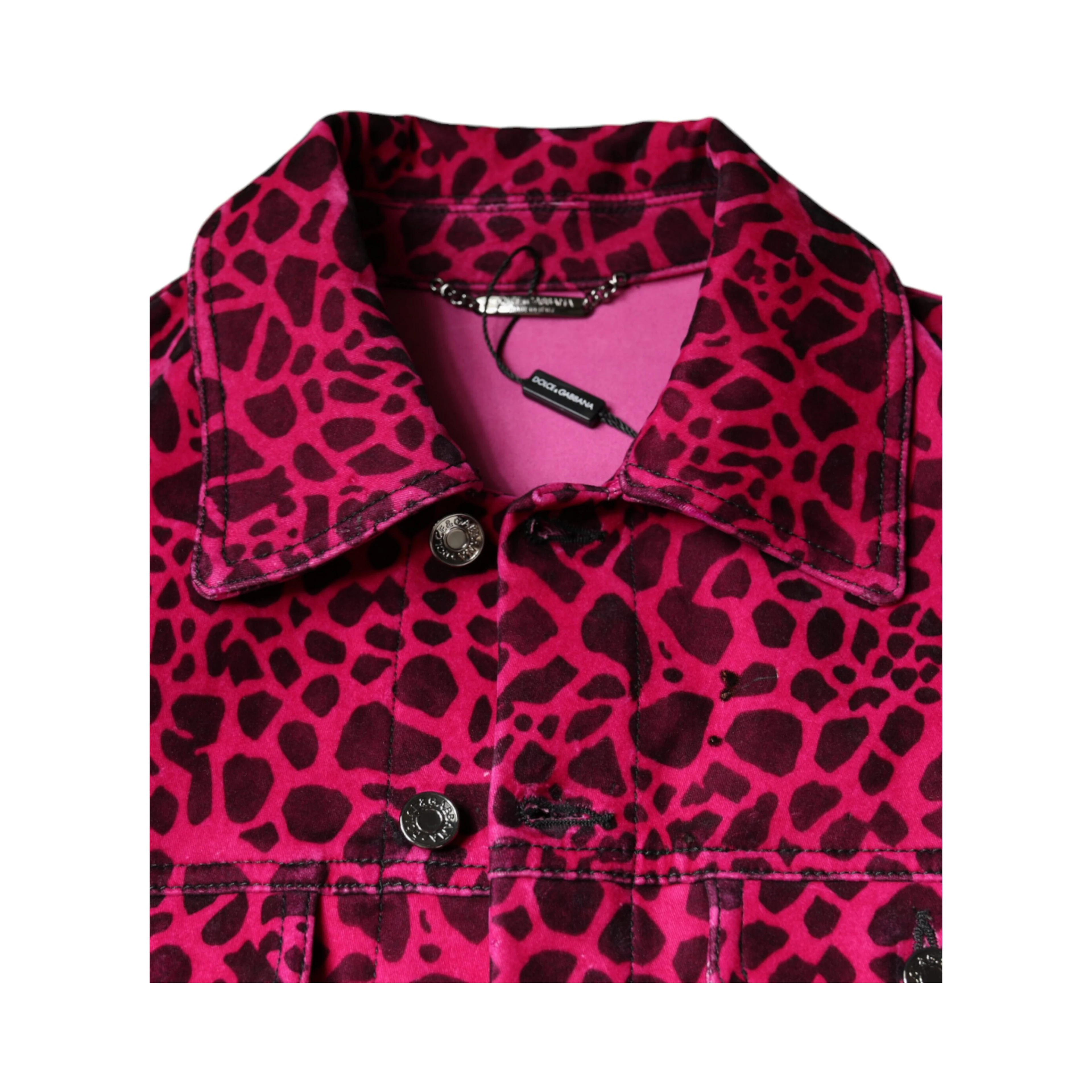 Fuchsia Leopard Button Down Collared Jacket