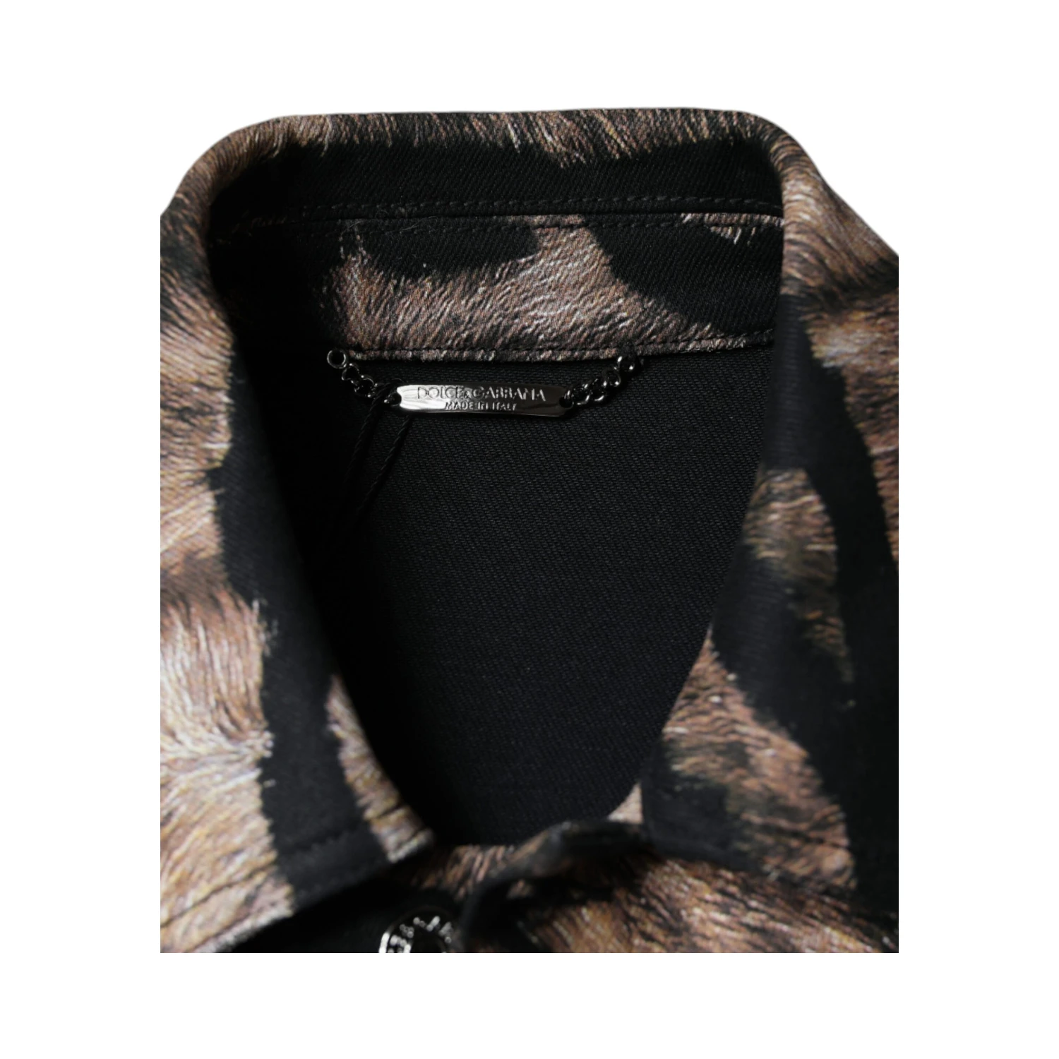 Brown Tiger Button Down Collared Jacket