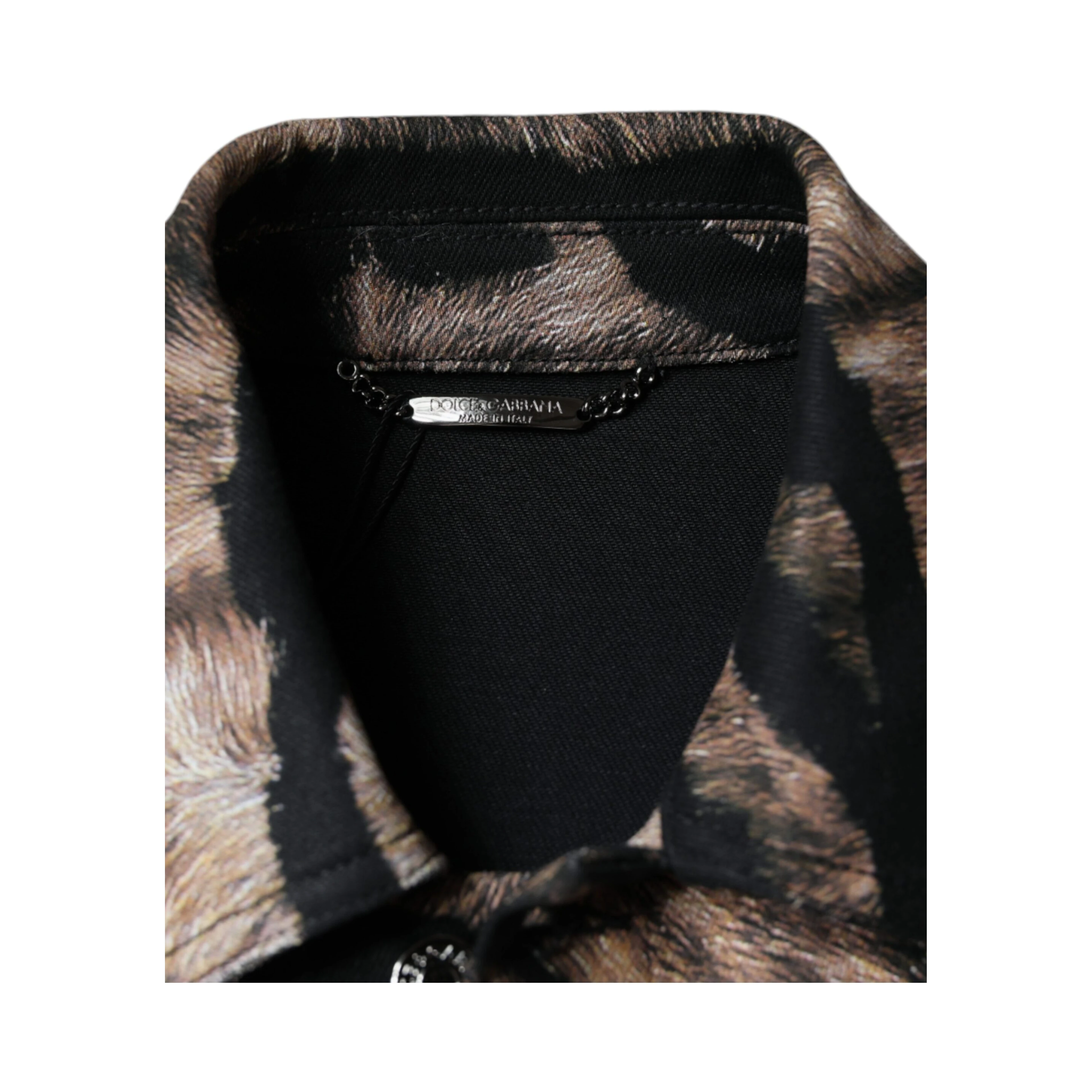 Brown Tiger Button Down Collared Jacket