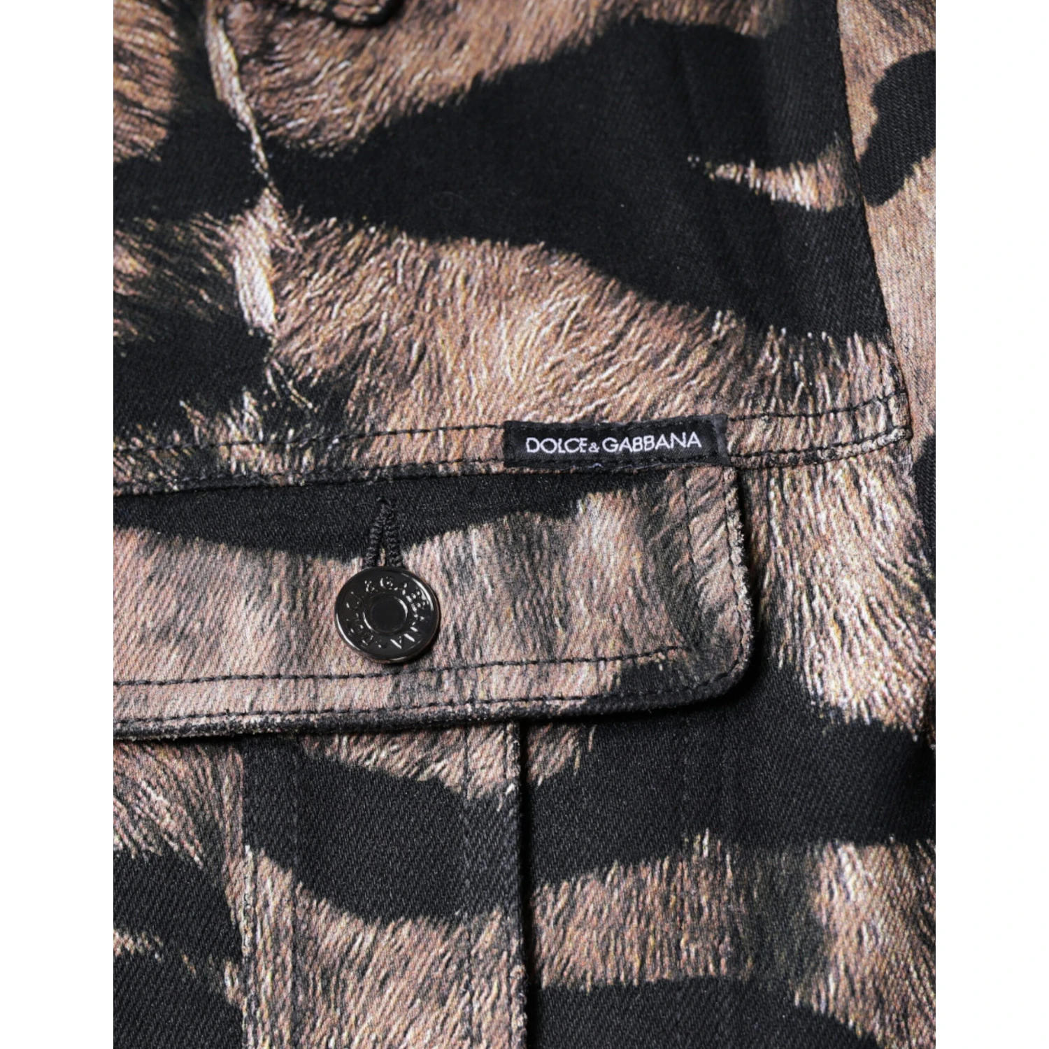 Brown Tiger Button Down Collared Jacket
