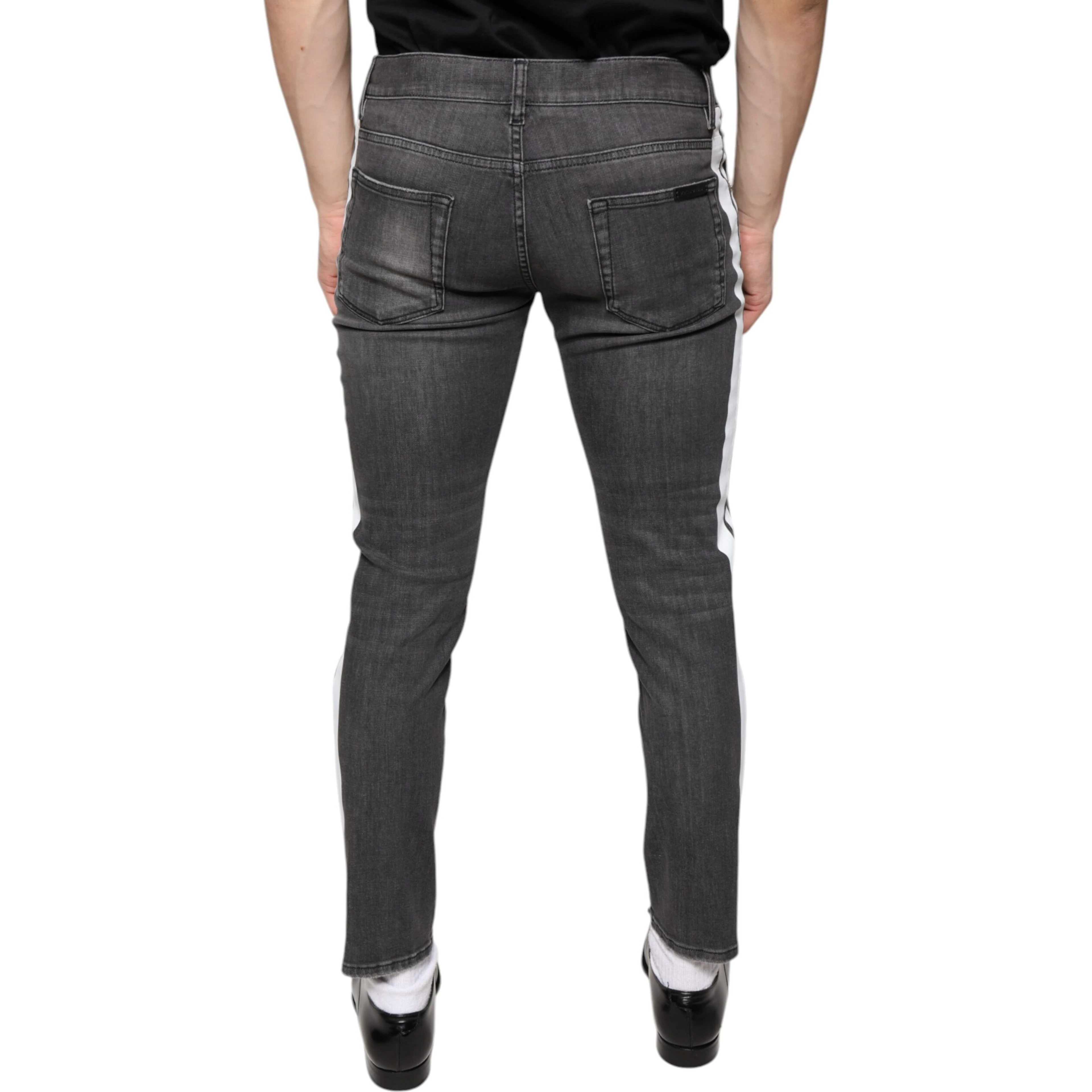Black Tattered Cotton Skinny Men Denim Jeans