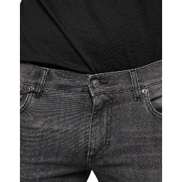 Black Tattered Cotton Skinny Men Denim Jeans