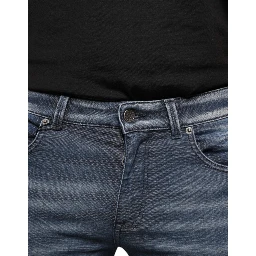 Dark Blue Washed Cotton Skinny Denim Jeans