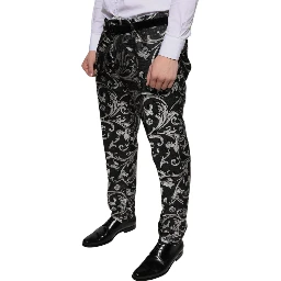 Black Jacquard Skinny Dress Pants