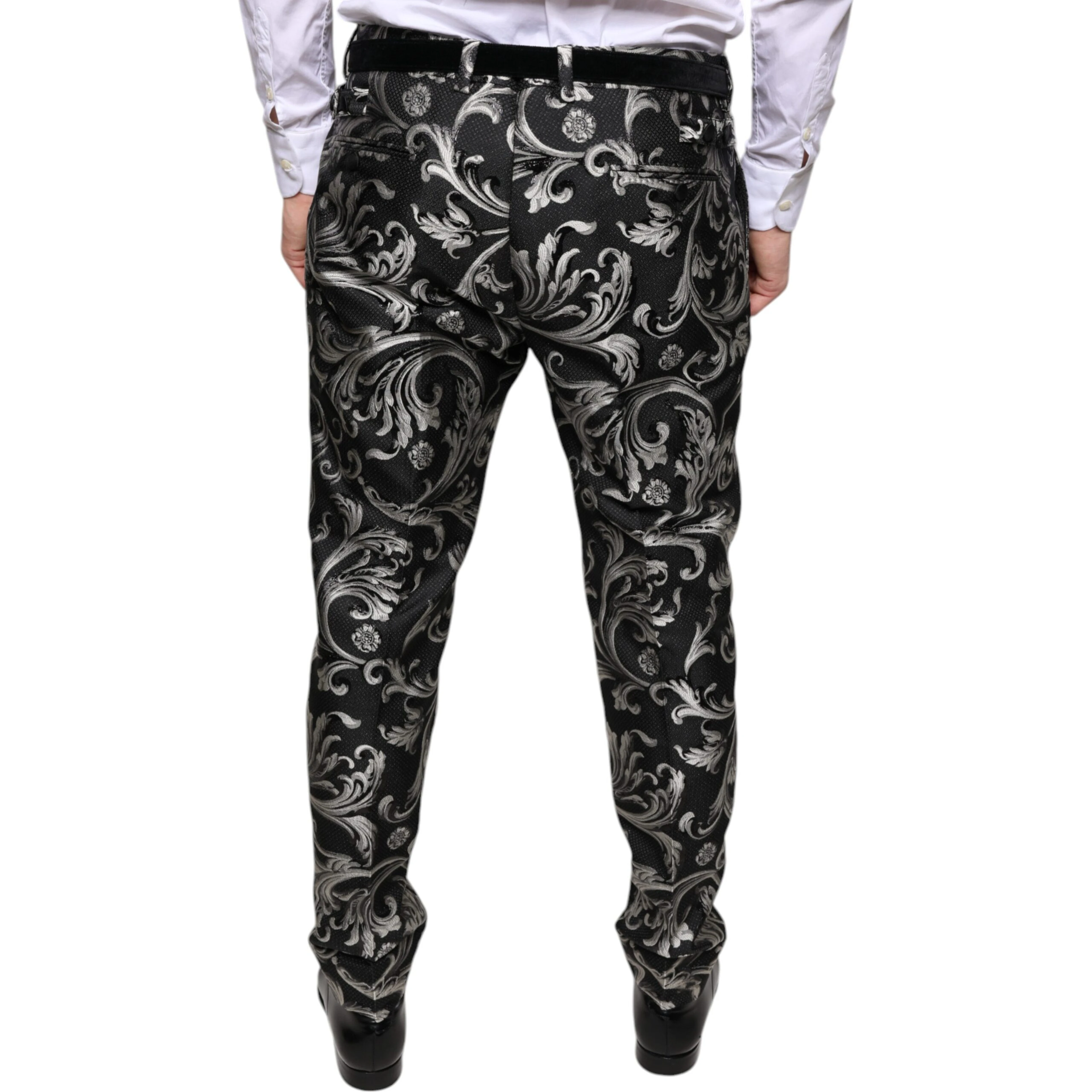 Black Jacquard Skinny Dress Pants