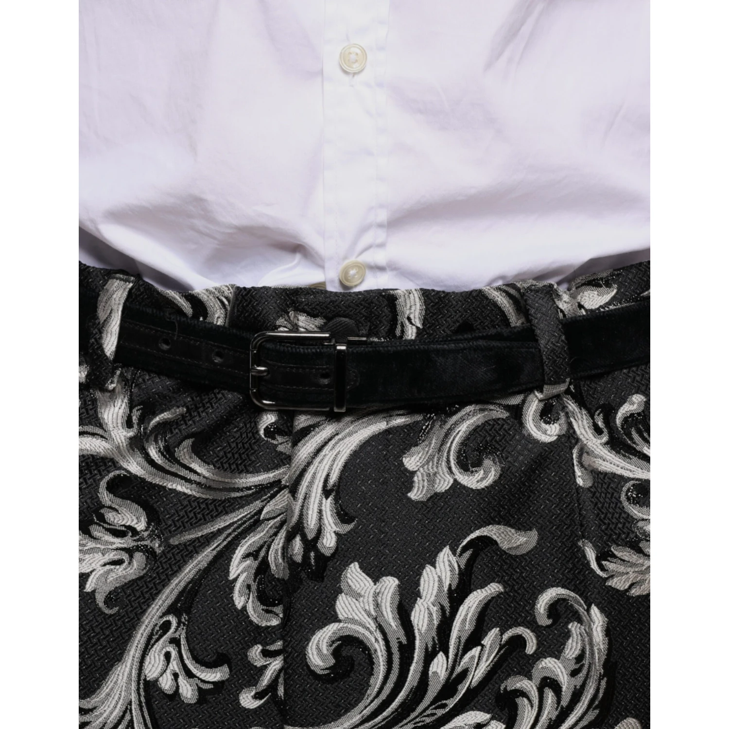 Black Jacquard Skinny Dress Pants