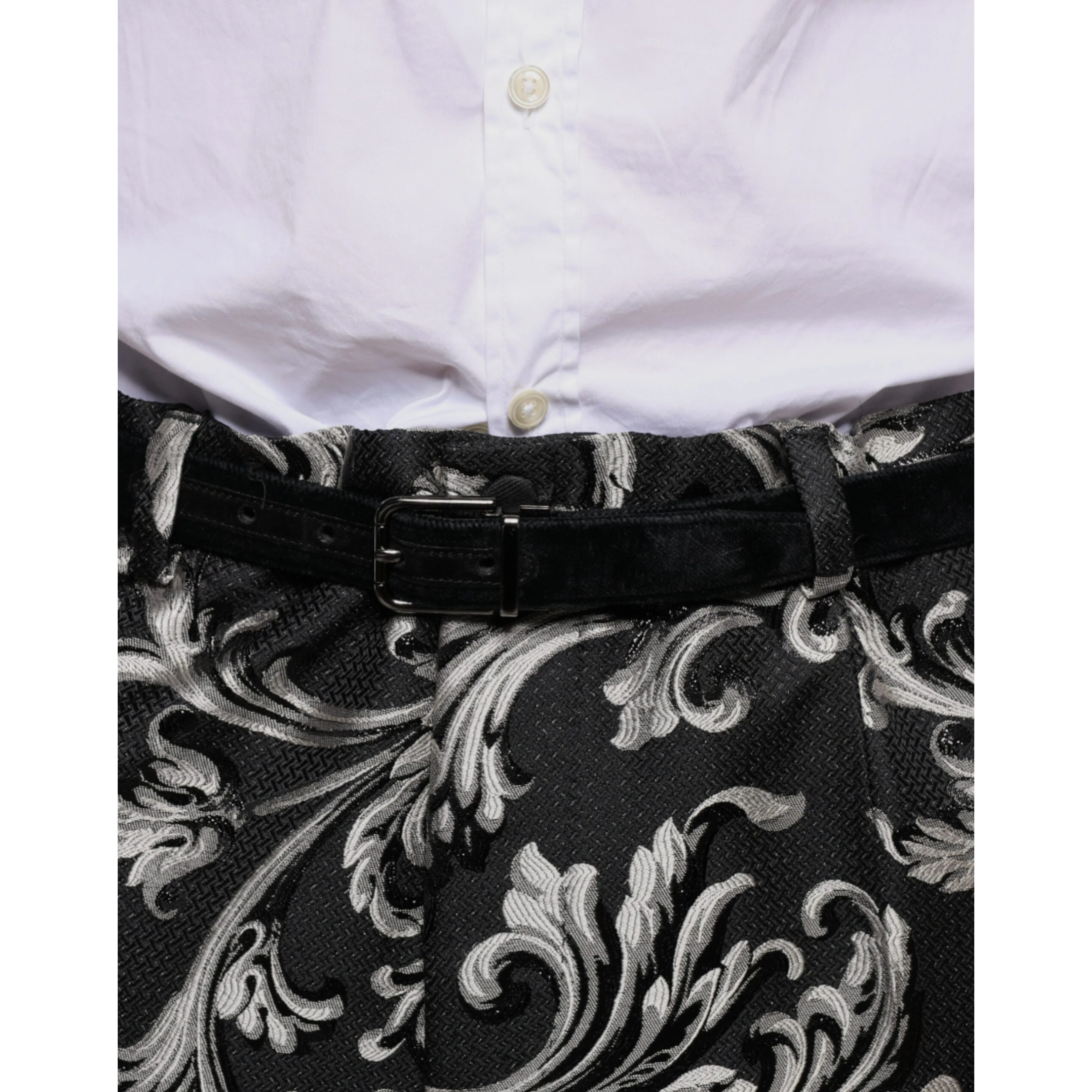 Black Jacquard Skinny Dress Pants
