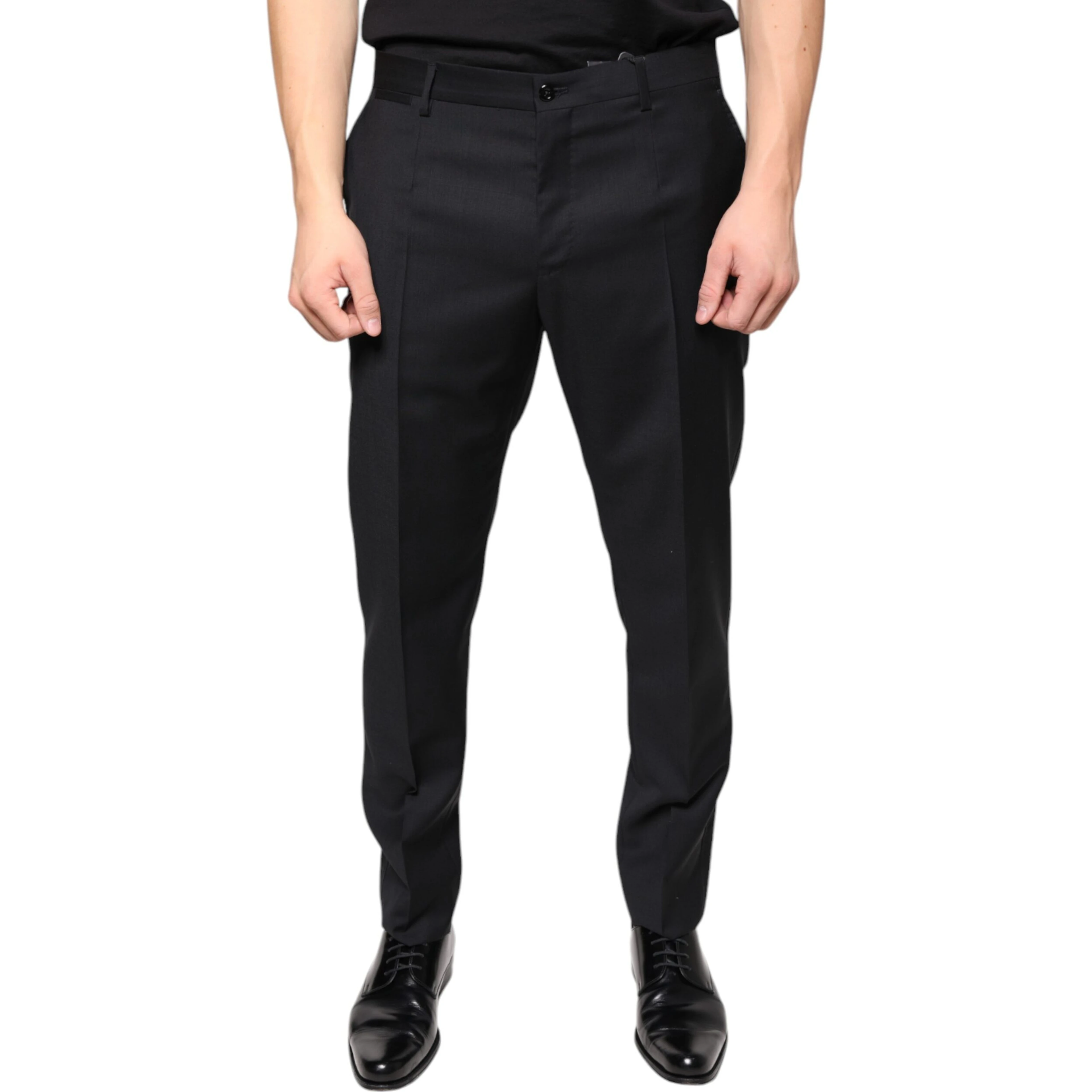 Black Wool Skinny Men Dress Pants