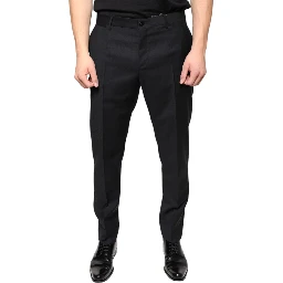 Black Wool Skinny Men Dress Pants