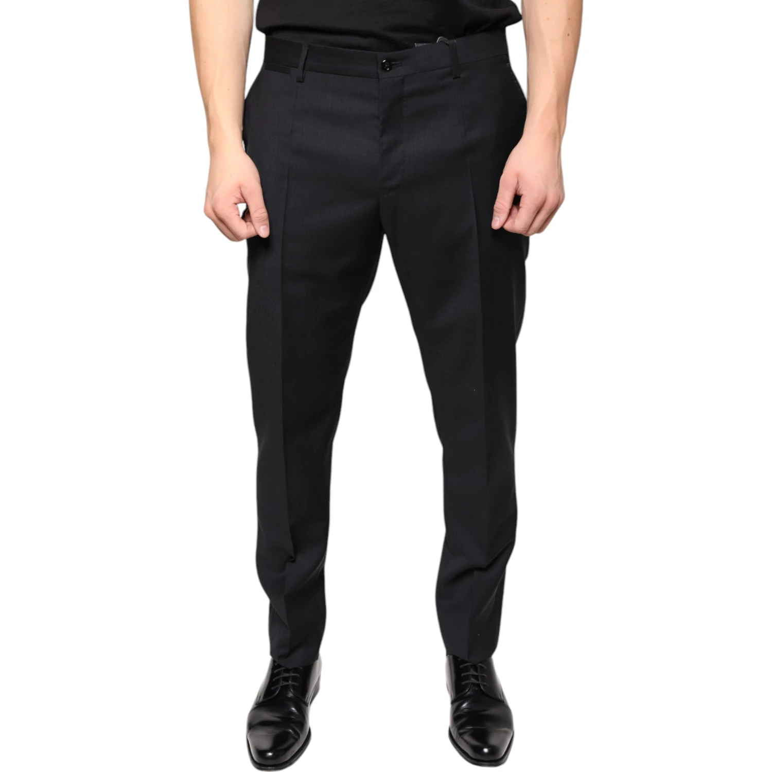 Black Wool Skinny Men Dress Pants