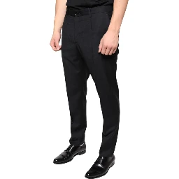 Black Wool Skinny Men Dress Pants