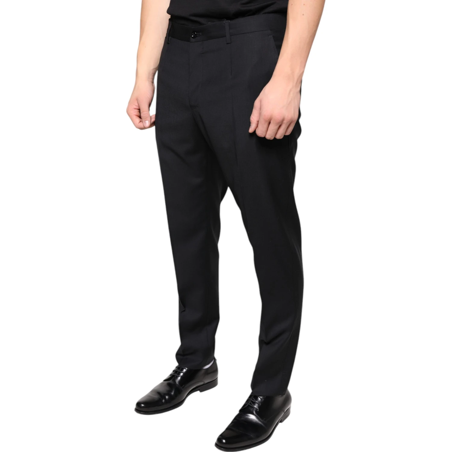 Black Wool Skinny Men Dress Pants