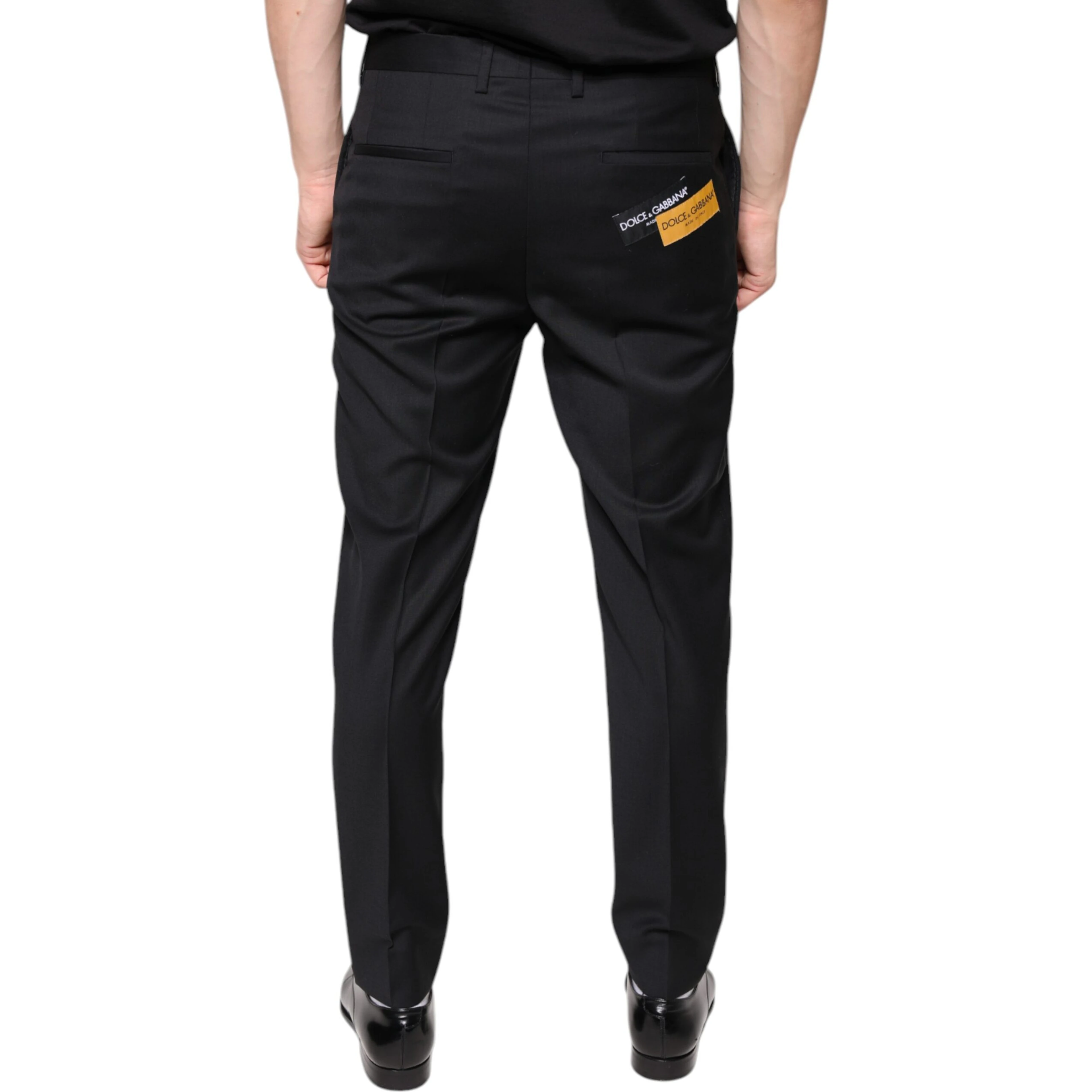 Black Wool Skinny Men Dress Pants