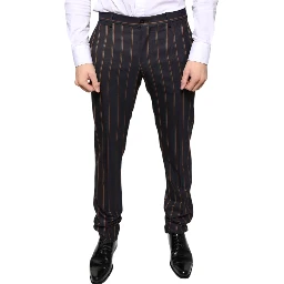 Brown Stripes Skinny Men Dress Pants