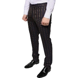Brown Stripes Skinny Men Dress Pants