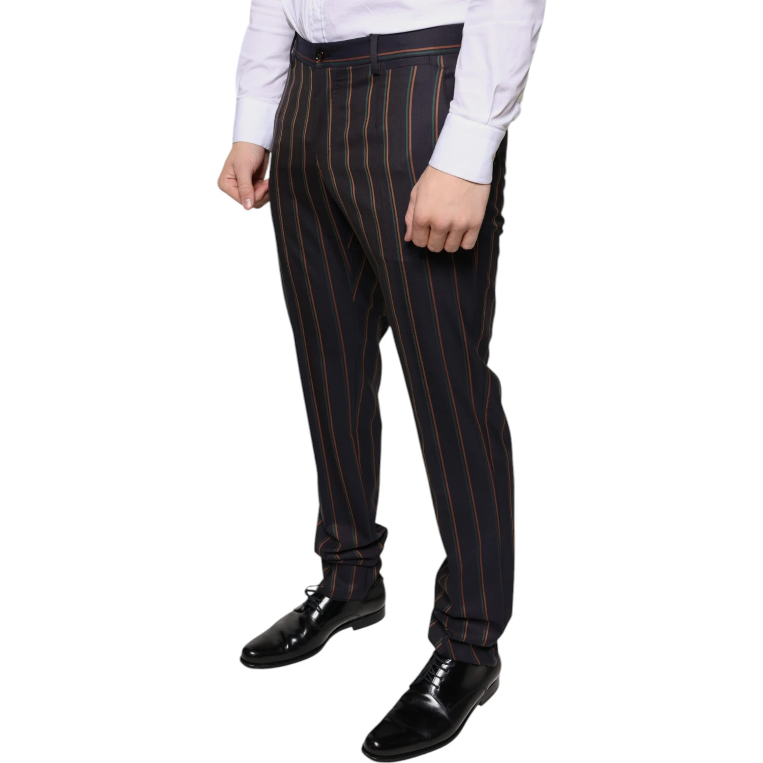 Brown Stripes Skinny Men Dress Pants