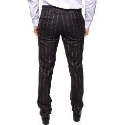 Brown Stripes Skinny Men Dress Pants