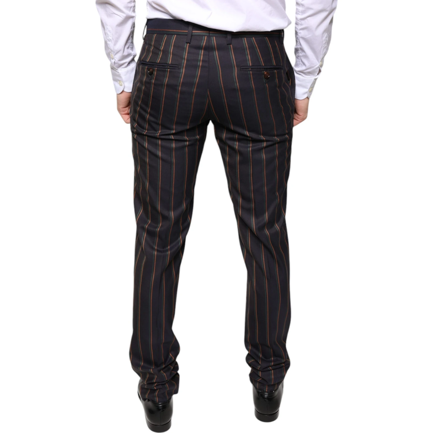 Brown Stripes Skinny Men Dress Pants