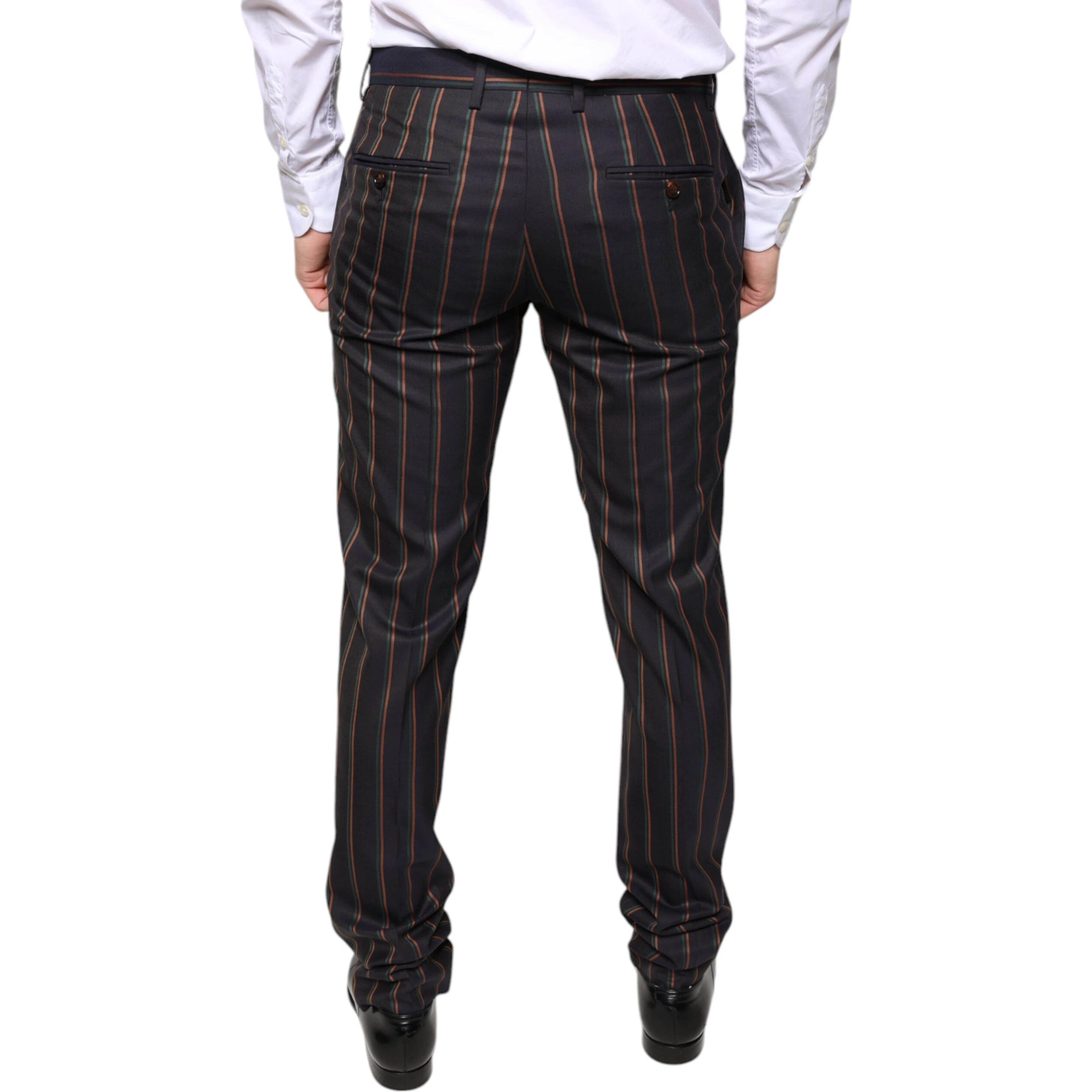 Brown Stripes Skinny Men Dress Pants