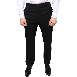 Black Wool Skinny Men Dress Pants