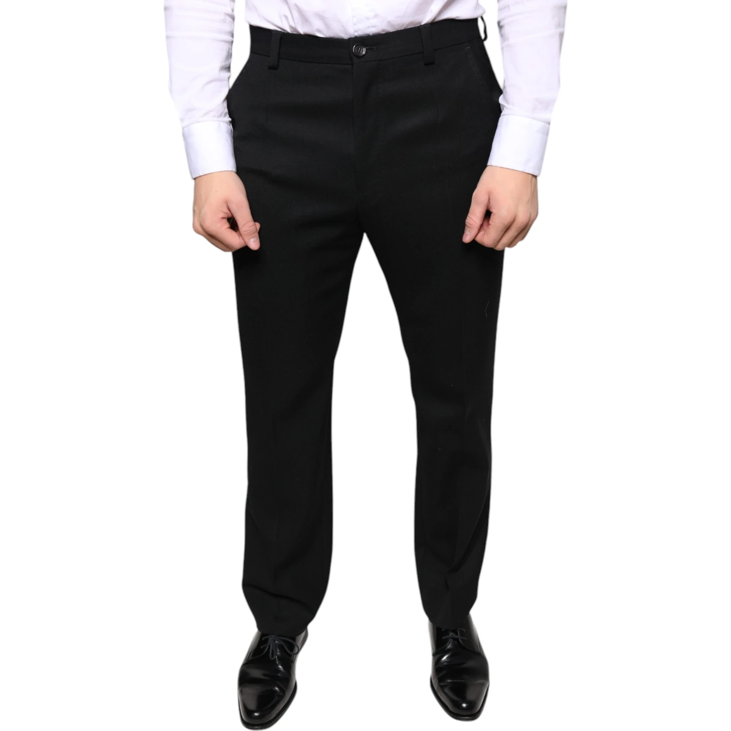 Black Wool Skinny Men Dress Pants