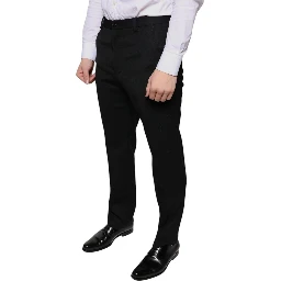 Black Wool Skinny Men Dress Pants