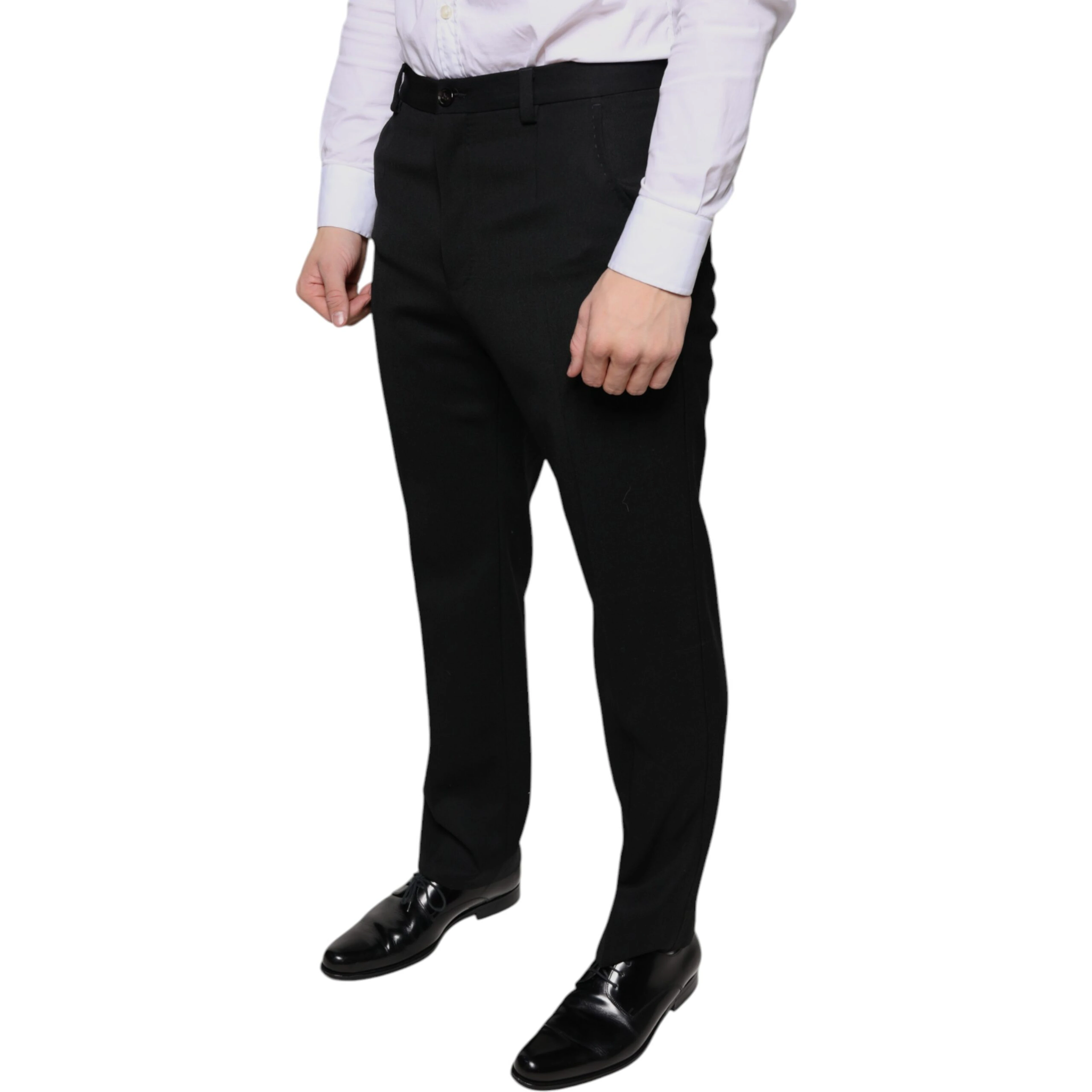 Black Wool Skinny Men Dress Pants