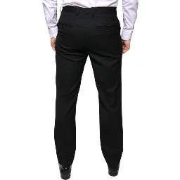 Black Wool Skinny Men Dress Pants
