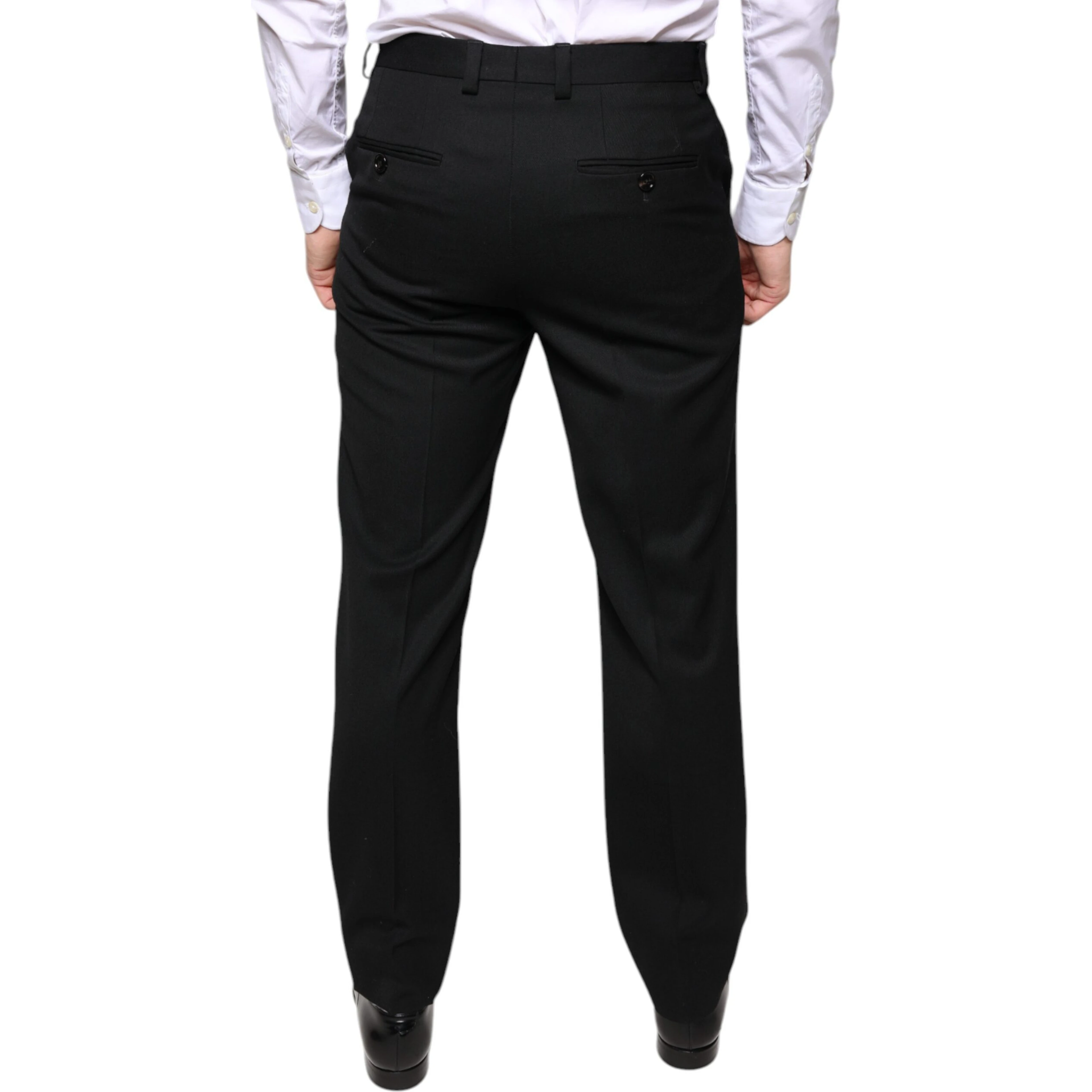 Black Wool Skinny Men Dress Pants