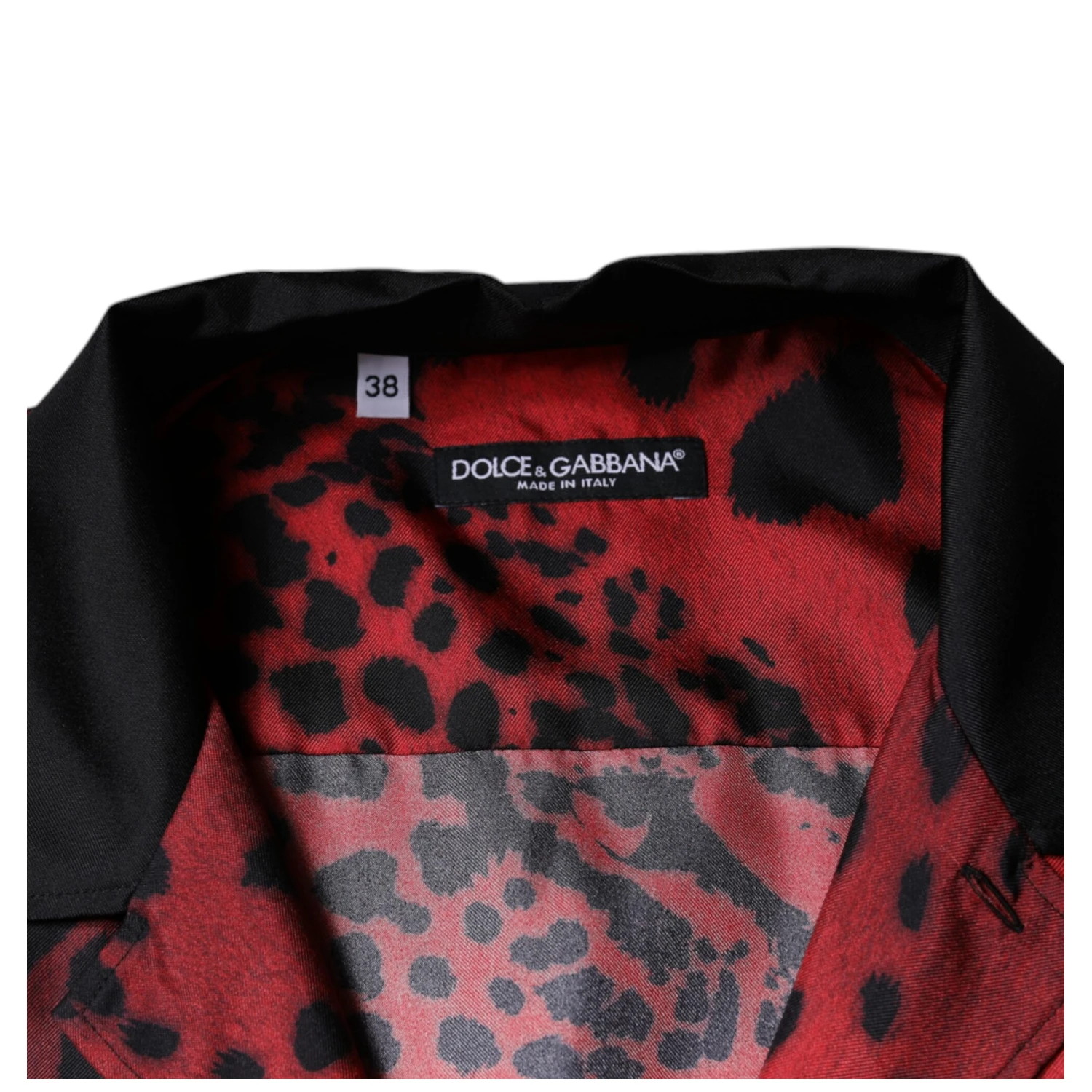 Red Leopard Silk Button Down Casual Shirt