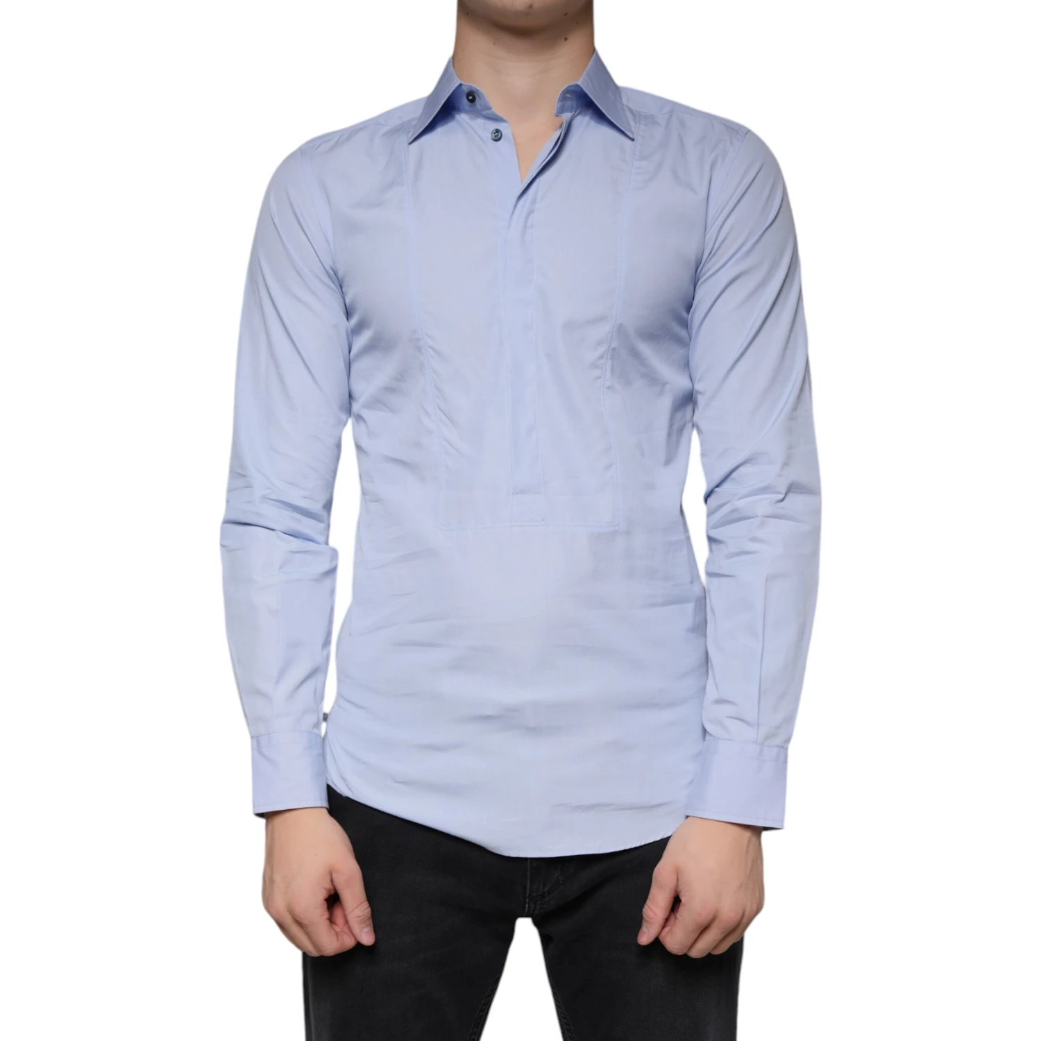 Light Blue Cotton Men Dress Formal Shirt