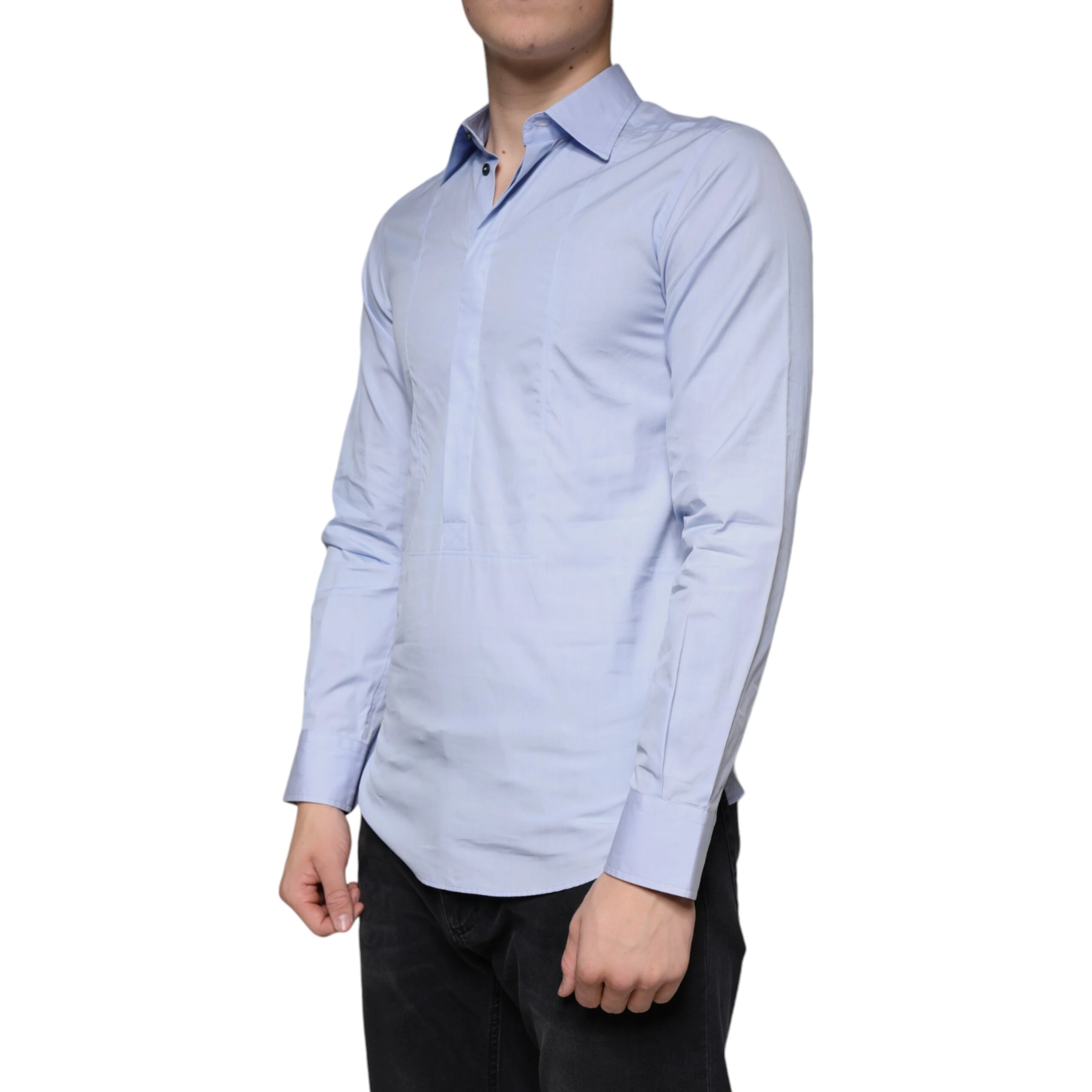 Light Blue Cotton Men Dress Formal Shirt