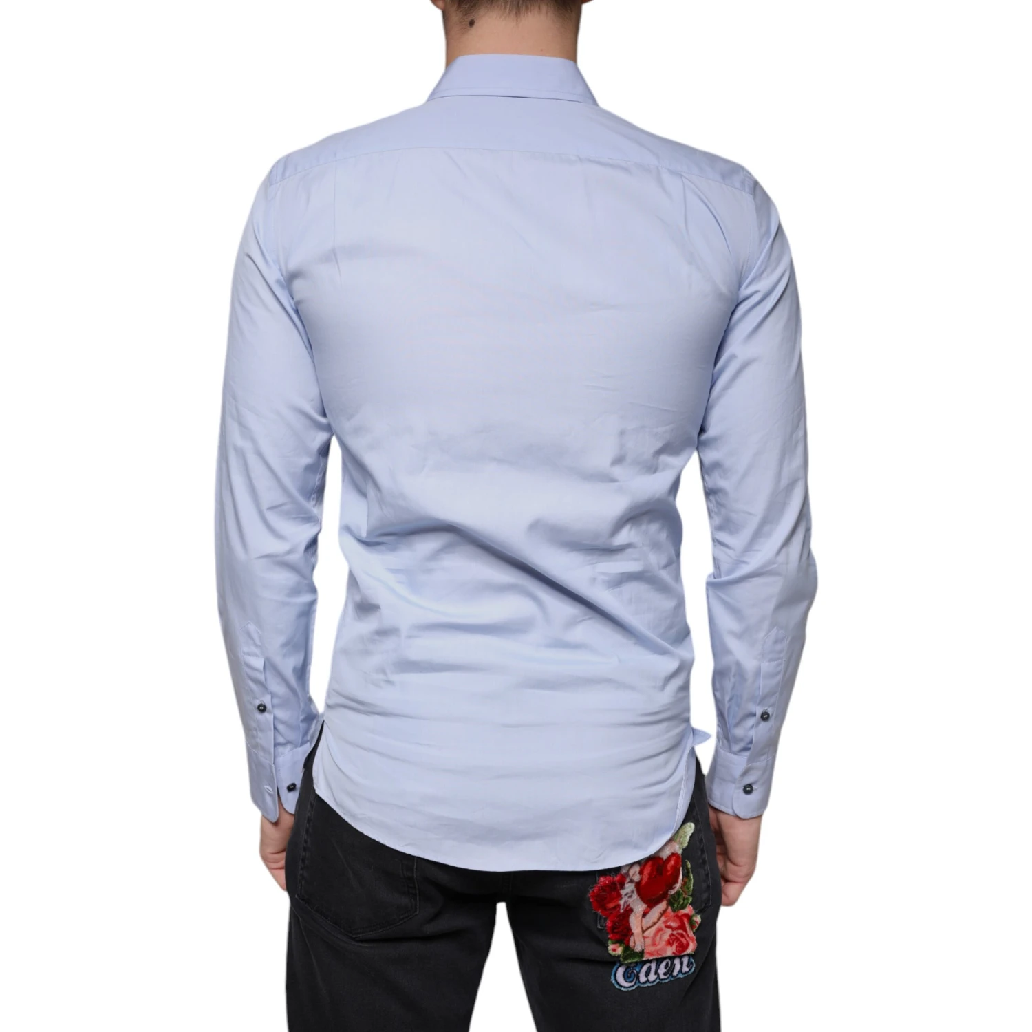 Light Blue Cotton Men Dress Formal Shirt