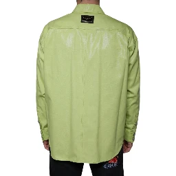Green Cotton Collared Men Button Down Shirt