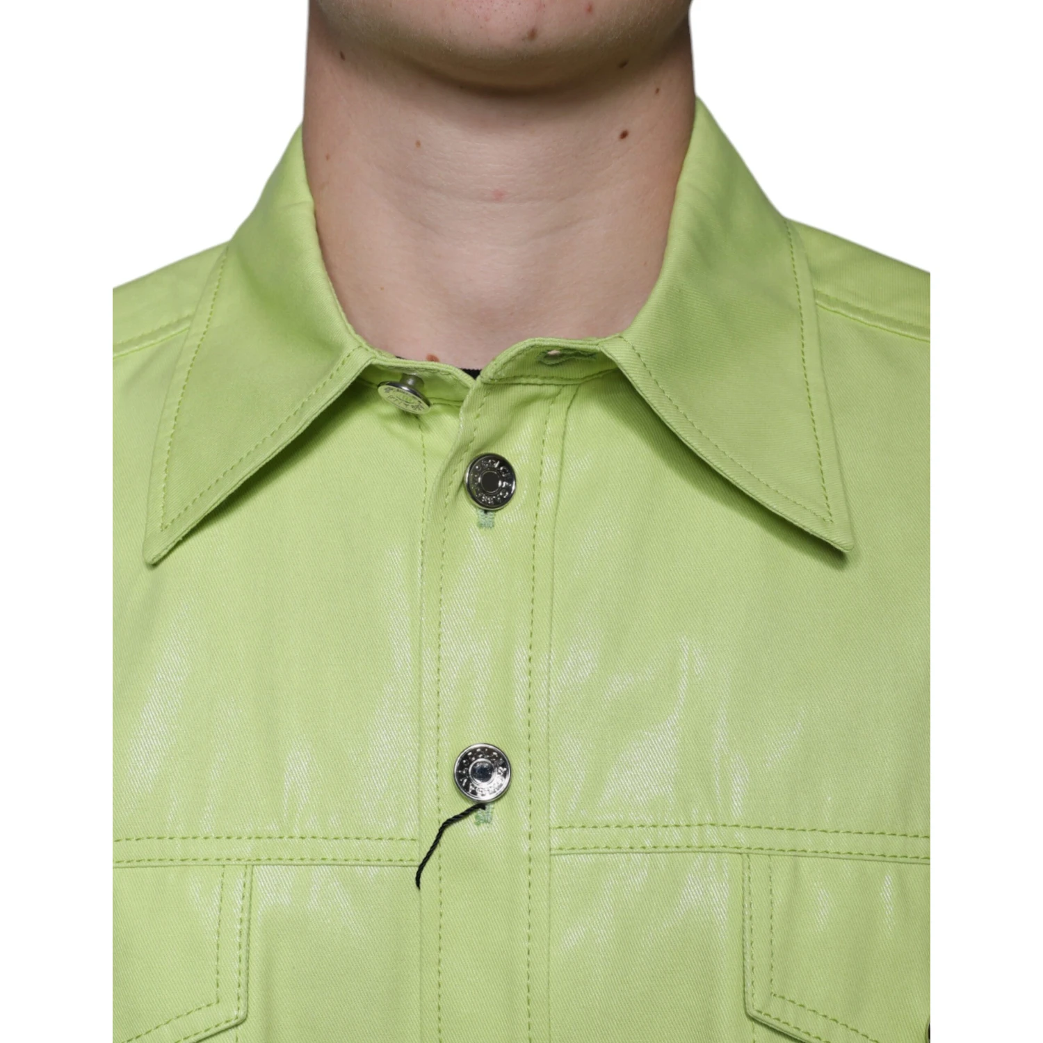 Green Cotton Collared Men Button Down Shirt
